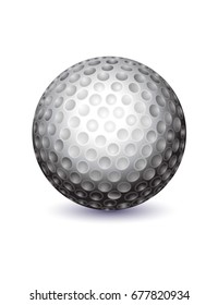 white golf ball illustration on white background shadow