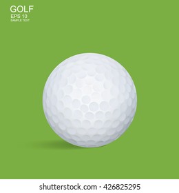 White golf ball on green. Vector graphic design for golf sport.