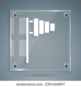 White Golf flag icon isolated on grey background. Golf equipment or accessory. Square glass panels. Vector