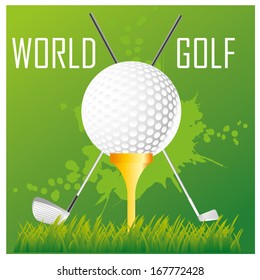 a white golf's ball with some text above it