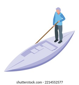 White gondola icon isometric vector. Venice boat. Old venetian