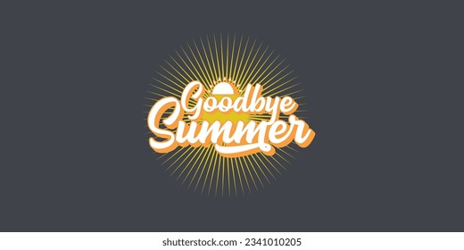 White goodbye summer vector concept text label or sticker on grey horizontal background. Goodbye summer concept illustration