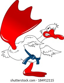 white goose, a black belt in karate, vector