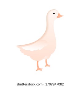White goose in cartoon style isolated on white background