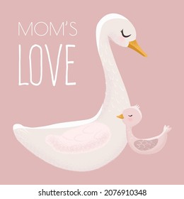White Goose in different poses. Cute vector illustration in simple hand-drawn cartoon style. Cute cartoon ducks. Character bird with outline and texture