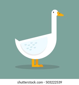 White goose flat style. vector illustration