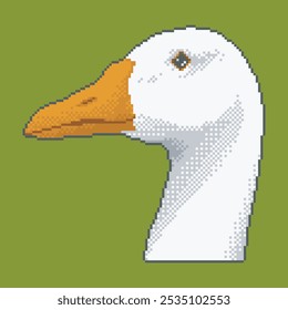 Capa de pixel de cabeça de ganso branco, ilustração vetorial.
