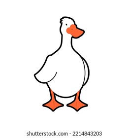 White goose isolated. Wild and domestic waterfowl with a long neck. Vector illustration