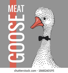 White goose. Goose meat. Graphic vector illustration. Graphic element for your design.