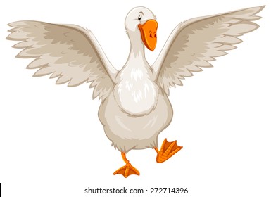 White Goose With Open Wings