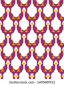 White goose pattern seamless. Domestic waterfowl background. vector texture