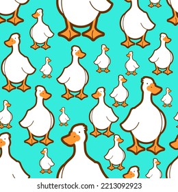White goose Pattern seamless. waterfowl  Background. Baby fabric texture