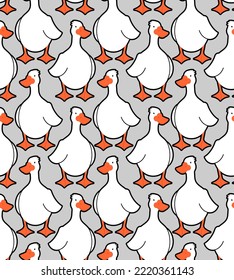 White goose Pattern seamless. waterfowl  Background. Baby fabric texture