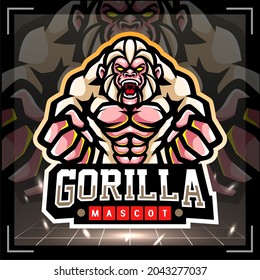 White gorilla mascot. esport logo design