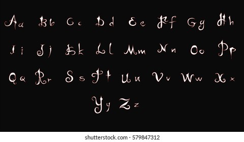 White Gothic Font  on Black Background - Vector