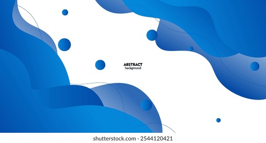 Plano de fundo de gradiente branco com ondas geométricas e elementos de forma de círculo. Design colorido de onda azul. Conceito simples e elegante. Vetor eps10