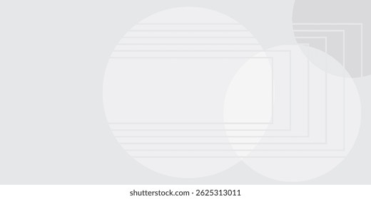White gradient geometric abstract background overlap layer on bright space with box lines effect decoration. Modern graphic design element circles style concept.