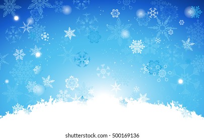 White And Gradient Light Blue Christmas background with snowflakes in different sizes. Illustration EPS10 .