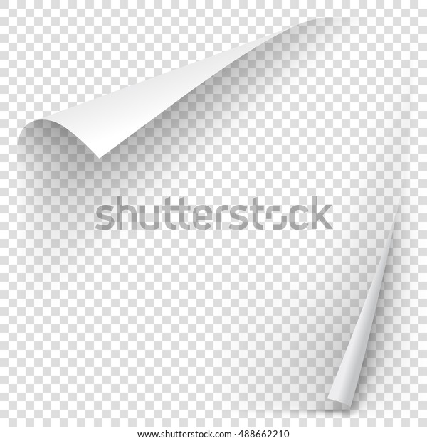 White gradient paper curl\
with shadow isolated on transparent background. Vector sticker\
paper note for memo and notice. Vector template illustration for\
your design