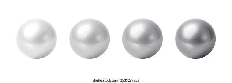 White gradient spheres with a pearl-like gloss, showcasing elegance and high quality.