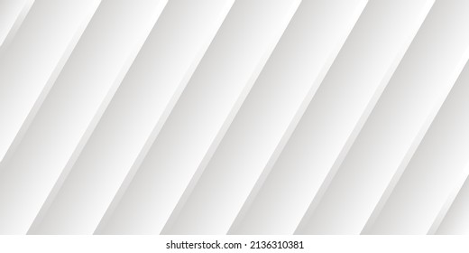 Papel tapiz de rayas de degradado blanco. Fondo diagonal de línea blanca y gris. Patrón de línea mínima dinámica vacío. Banner Lineal Futurista de Gris claro y blanco. Ilustración vectorial.