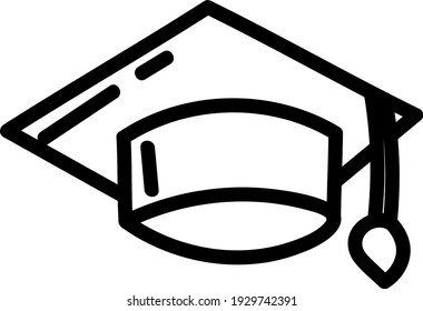 White graduation cap, illustration, vector on white background.