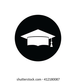 White graduation hat icon vector illustration. 