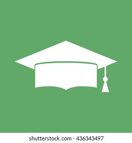 White graduation hat vector icon illustration