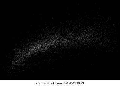 White grainy texture. Abstract dust overlay. Grain noise. White explosion on black background. Splash realistic effect. Vector illustration, eps 10.  
