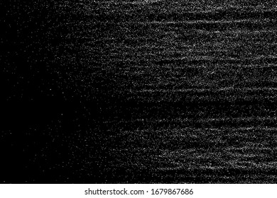 White grainy texture isolated on black background. Dust overlay. Noise granules. Snow vector elements. Digitally generated image. Illustration, EPS 10.