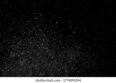 Textura gris blanca aislada en fondo negro. Superposición de polvo. Granulado De Ruido Claro. Elementos vectores de nieve. Imagen Generada Digitalmente. Ilustración, Eps 10.