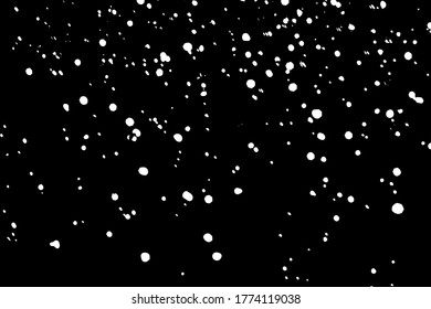 White grainy texture isolated on black background. Dust overlay. Noise granules. Snow vector elements. Digitally generated image. Illustration, EPS 10.