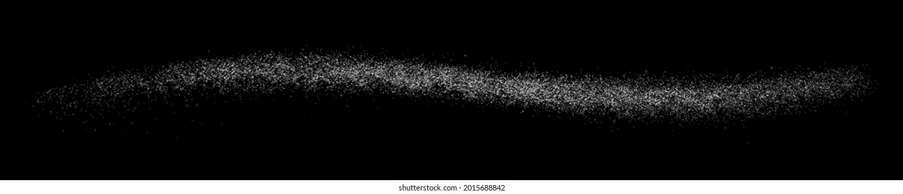 White Grainy Texture On Black. Panoramic Background. Wide Horizontal Long Banner For Site. Dust Overlay. Light Coloured Noise Granules. Snow Vector Elements. Illustration, EPS 10.