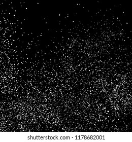 White Grainy Texture Template On Black Background. Dust Overlay Distress. Grunge Elements With Grain And Noise. Vector Monochrome Illustration, Eps 10.