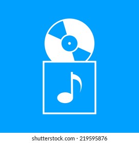 White gramophone record on blue background   