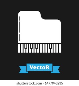 White Grand piano icon isolated on black background. Musical instrument.  Vector Illustration