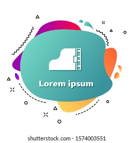 White Grand piano icon isolated on white background. Musical instrument. Abstract banner with liquid shapes. Vector Illustration