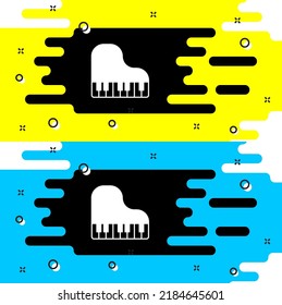 White Grand piano icon isolated on black background. Musical instrument.  Vector