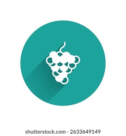 White Grape fruit icon isolated with long shadow background. Green circle button. Vector