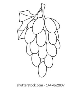 White grapes silhouette, children's coloring book. Fruits and vegetables.