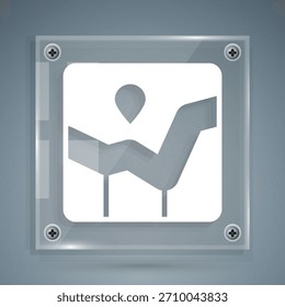 Gráfico blanco, gráfico, diagrama, icono de infografía aislado sobre fondo gris. Paneles de vidrio cuadrados. Vector