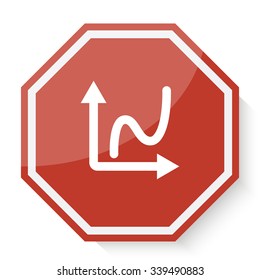 White Graph icon on red stop sign web app