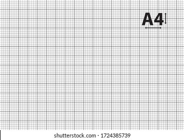 White graph paper with black lines in A4 size