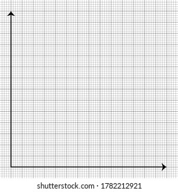 Weißes Graph-Papier mit schwarzen Linien mit schwarzer x-Achse und schwarzer y-Achse