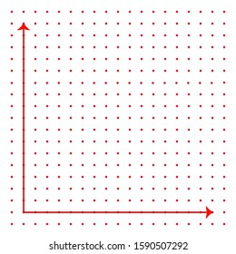 White graph paper with black point pattern and red x y line