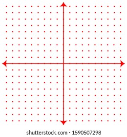 White graph paper with black point pattern and red x y line