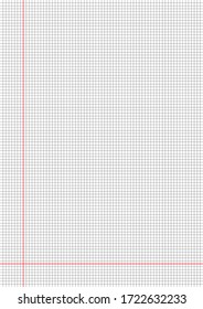 White graph paper with black and red lines