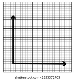 White graph paper with black x-axis and y-axis along with numbers .