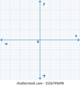White graph paper, blue line with x axis, y axis