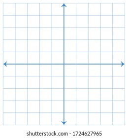 White graph paper, blue line with x axis, y axis
